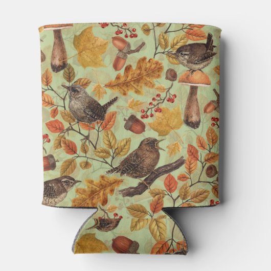 Herfstbladeren, bessen, paddenstoelen en winterkon blikjeskoeler (Achterkant)