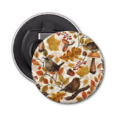 Herfstbladeren, bessen, paddenstoelen en winterkon button flesopener (Voorkant)