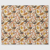 Herfstbladeren, bessen, paddenstoelen en winterkon cadeaupapier (Vlak)