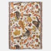 Herfstbladeren, bessen, paddenstoelen en winterkon deken (Voorkant Verticaal)