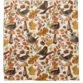 Herfstbladeren, bessen, paddenstoelen en winterkon douchegordijn (Voorkant)