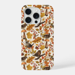Herfstbladeren, bessen, paddenstoelen en winterkon iPhone 15 pro case