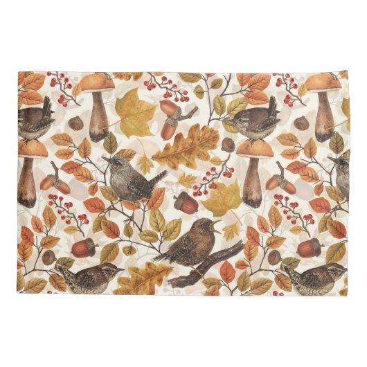 Herfstbladeren, bessen, paddenstoelen en winterkon kussensloop (Achterkant-Links)