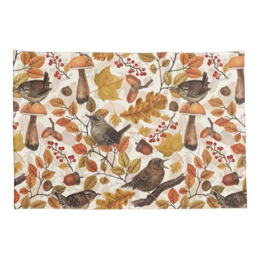 Herfstbladeren, bessen, paddenstoelen en winterkon kussensloop (Achterkant-Rechts)