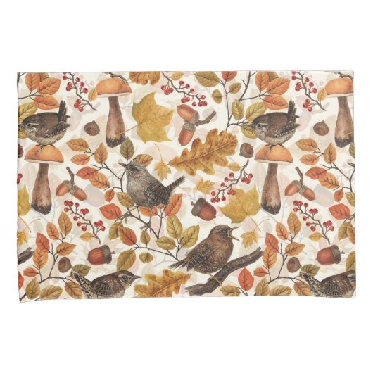 Herfstbladeren, bessen, paddenstoelen en winterkon kussensloop (Voorkant-Rechts)