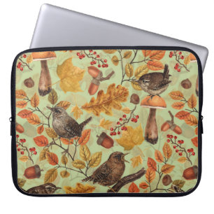 Herfstbladeren, bessen, paddenstoelen en winterkon laptop sleeve