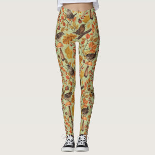 Herfstbladeren, bessen, paddenstoelen en winterkon leggings