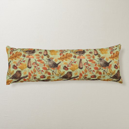 Herfstbladeren, bessen, paddenstoelen en winterkon lichaamskussen (Achterkant)