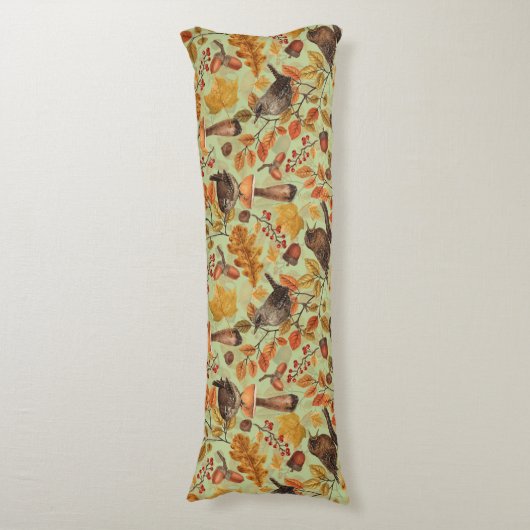 Herfstbladeren, bessen, paddenstoelen en winterkon lichaamskussen (Voorkant Verticaal)