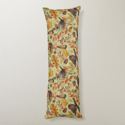 Herfstbladeren, bessen, paddenstoelen en winterkon lichaamskussen (Achterkant (Verticaal))