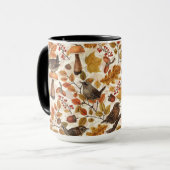 Herfstbladeren, bessen, paddenstoelen en winterkon mok (Voorkant links)