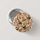Herfstbladeren, bessen, paddenstoelen en winterkon ronde button 3,2 cm (Voorkant /achterkant)