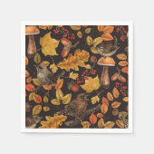 Herfstbladeren, bessen, paddenstoelen en winterkon servet (Voorkant)