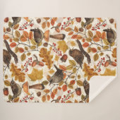 Herfstbladeren, bessen, paddenstoelen en winterkon sherpa deken (Voorkant (horizontaal))