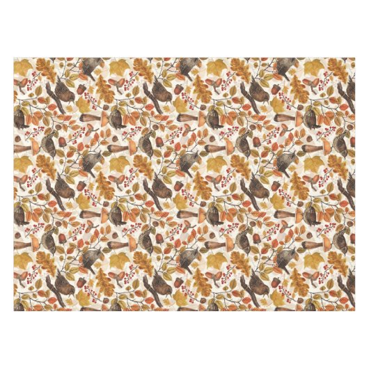 Herfstbladeren, bessen, paddenstoelen en winterkon tafelkleed (Voorkant (Horizontaal))