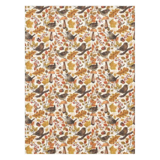 Herfstbladeren, bessen, paddenstoelen en winterkon tafelkleed (Voorkant)