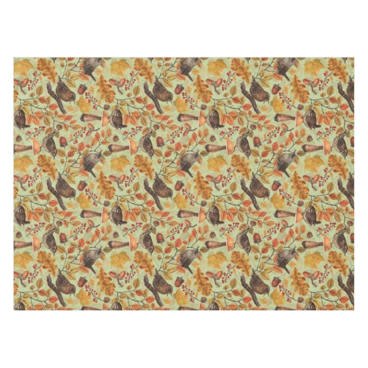 Herfstbladeren, bessen, paddenstoelen en winterkon tafelkleed (Voorkant (Horizontaal))