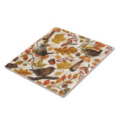 Herfstbladeren, bessen, paddenstoelen en winterkon tegeltje (Zijkant)