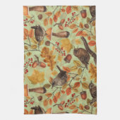 Herfstbladeren, bessen, paddenstoelen en winterkon theedoek (Verticaal)