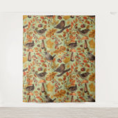 Herfstbladeren, bessen, paddenstoelen en winterkon wandkleed (Voorkant)