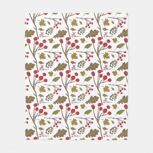 Herfstbladeren bessen takken herfst kleurpatroon fleece deken (Voorkant)