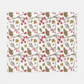 Herfstbladeren bessen takken herfst kleurpatroon fleece deken (Voorkant (Horizontaal))