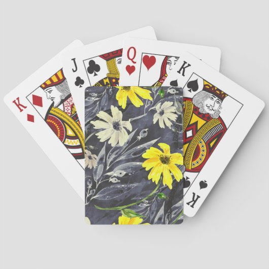 Herfstbladeren, bessen: waterverf. pokerkaarten (Achterkant)