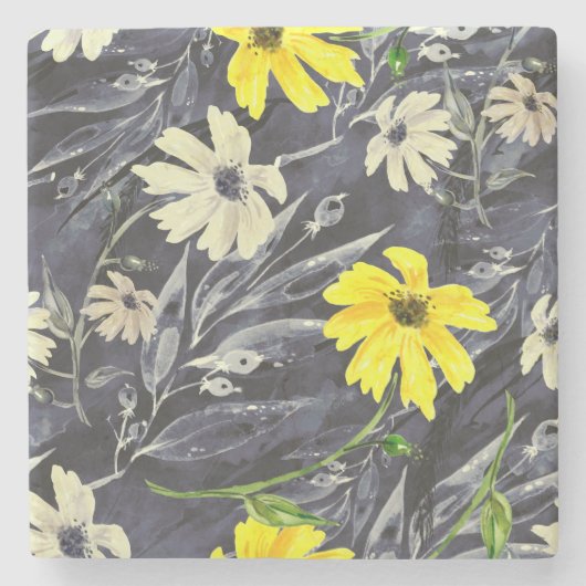 Herfstbladeren, bessen: waterverf. stenen onderzetter (Voorkant)