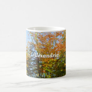 Herfstbladeren & blauwe lucht - gepersonaliseerd koffiemok