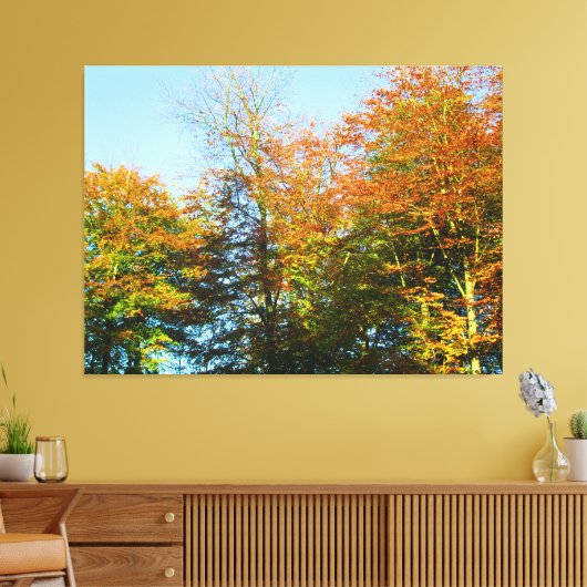 Herfstbladeren & Blauwe Luchten - Canvas Afdruk (Insitu (Woonkamer))