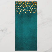 Herfstbladeren Blauwgroen Blauw en Gouden Bruiloft Menu (Achterkant)