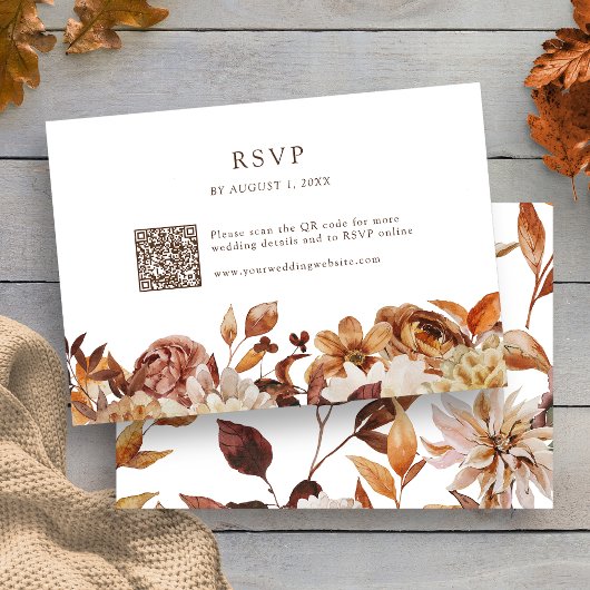 Herfstbladeren Bloem QR Code RSVP Kaartje
