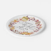 Herfstbladeren Bloemige Pompoen Bruiloftsfeest ter Papieren Bordje (Gekanteld)