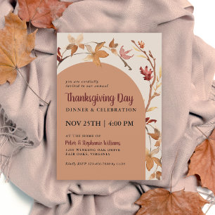 Herfstbladeren Boog Thanksgiving Diner Feestvierin Kaart