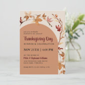 Herfstbladeren Boog Thanksgiving Diner Feestvierin Kaart (Staand voorkant)