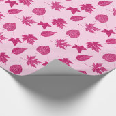 Herfstbladeren - bordeauxrood en schelp roze cadeaupapier (Hoek)