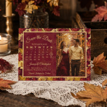 Herfstbladeren Bourgondië Kalender & Foto Bruiloft