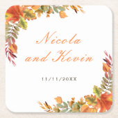 Herfstbladeren Bruiloft Bedankt Kartonnen Onderzetters (Voorkant)