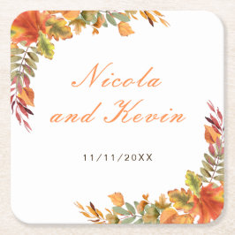 Herfstbladeren Bruiloft Bedankt Kartonnen Onderzetters