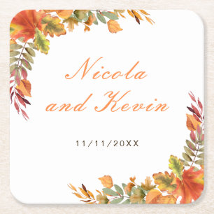 Herfstbladeren Bruiloft Bedankt Kartonnen Onderzetters