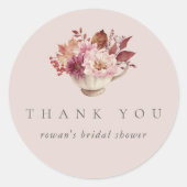 Herfstbladeren Bruiloft Bruidstaart Thee Favoriet Ronde Sticker (Voorkant)