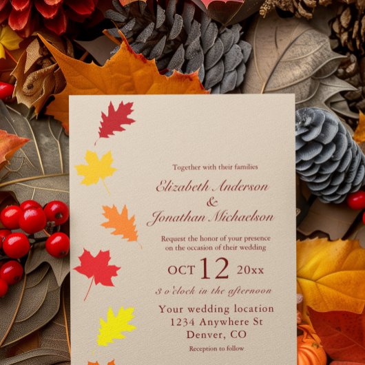 Herfstbladeren Bruiloft Kaart