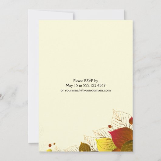 Herfstbladeren Bruiloft na-viering Kaart (Achterkant)