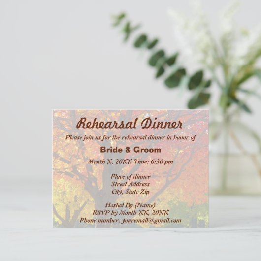 herfstbladeren bruiloft repetitie diner Briefkaart (Staand voorkant)