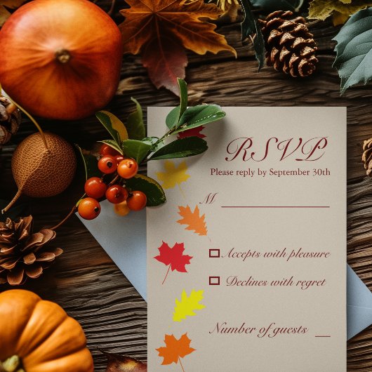Herfstbladeren Bruiloft RSVP Kaartje