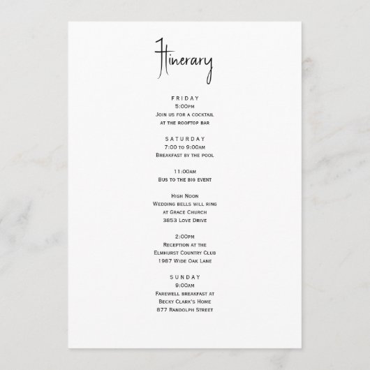 Herfstbladeren bruiloft welkomstbrief en reisschem programmakaart (Achterkant)