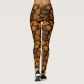 Herfstbladeren bruin en Sinaasappel bladeren Leggings (Achterkant)
