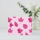 Herfstbladeren - burgundy en schelp roze briefkaart (Staand voorkant)