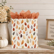 Herfstbladeren Cadeautas in Roestbruin Crème & Gri