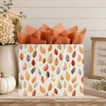 Herfstbladeren Cadeautas in Roestbruin Crème & Gri